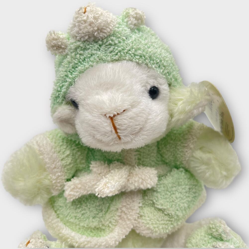 Plushland Wooly Green Lamb Terry Cloth Plush  Robe Slippers 2000 March of Dimes